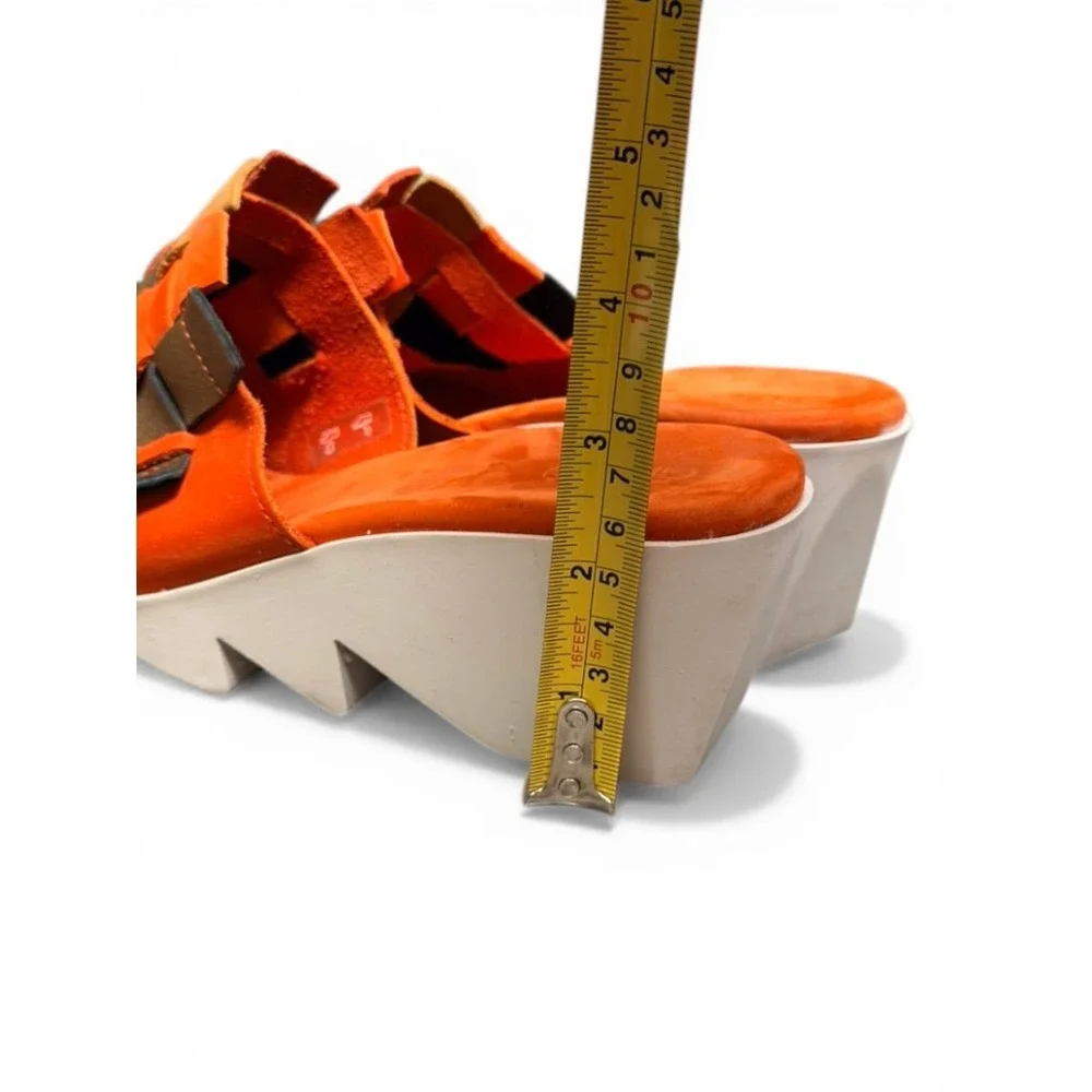 Arche Wedge Sandals Womens‎ 40 Orange Woven Suede Platform Slide Made in France